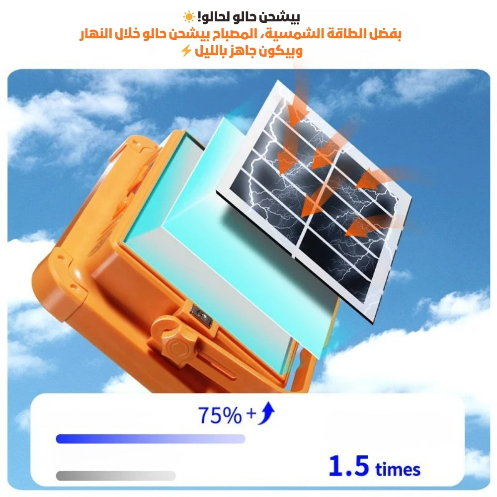 ودّع العتمة نهائياً ⚡ مصباح شمسي بيضوّي كل المكان!